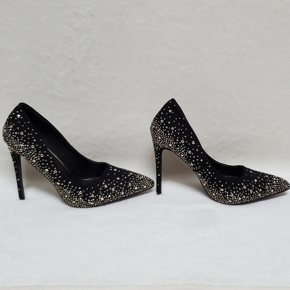 LILIANA Parish 2 Black Gold Studded Pointed Toe 5 Inch Heels Stiletto Pumps 8.5 - Picture 2 of 16